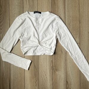 Sarah’s Day X White Fox SDXWFA Long Sleeve White Crop Top